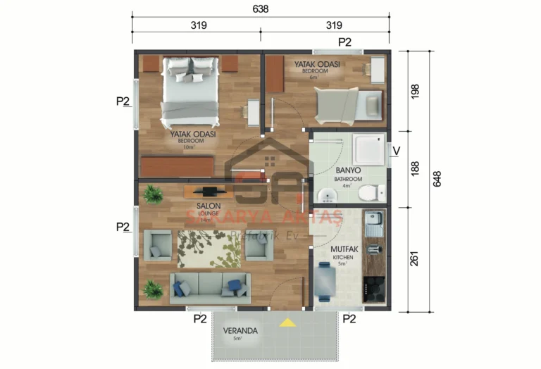 2+1 Tek Katlı Prefabrik Ev 45 m2 galeri resmi